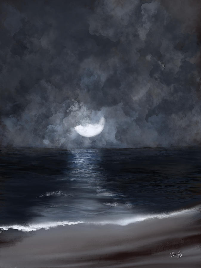 Midnight Over the Lake Digital Art by Dick Bourgault
