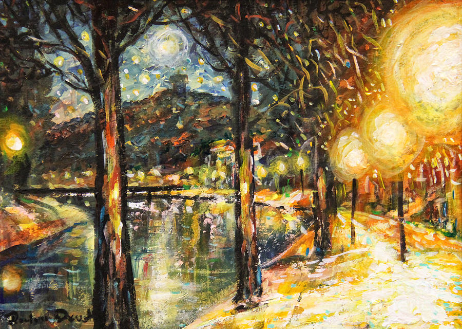 Midnight Reflections Painting by Dariusz Orszulik