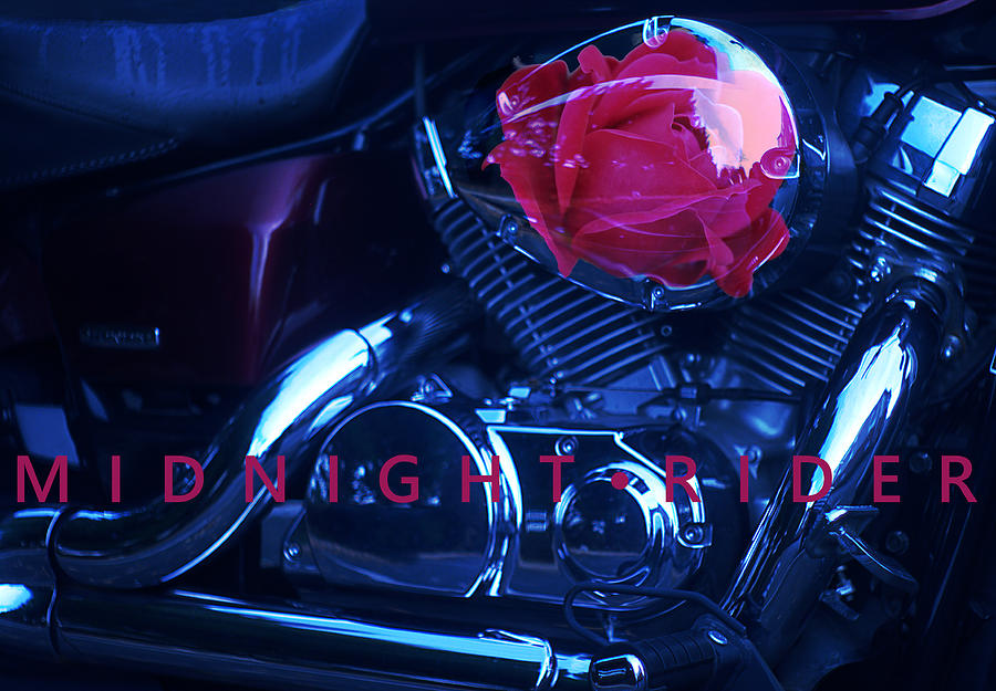 Midnight Rider Motorcycle And A Red Rose Photograph by Suzanne Powers