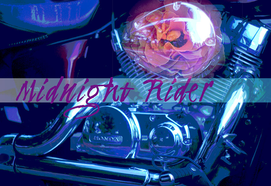 Honda Midnight Motorcycle Rider With Rose Photograph by Suzanne Powers