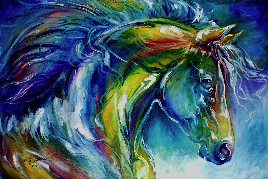 Abstract Painting - Midnight Run Equine by Marcia Baldwin