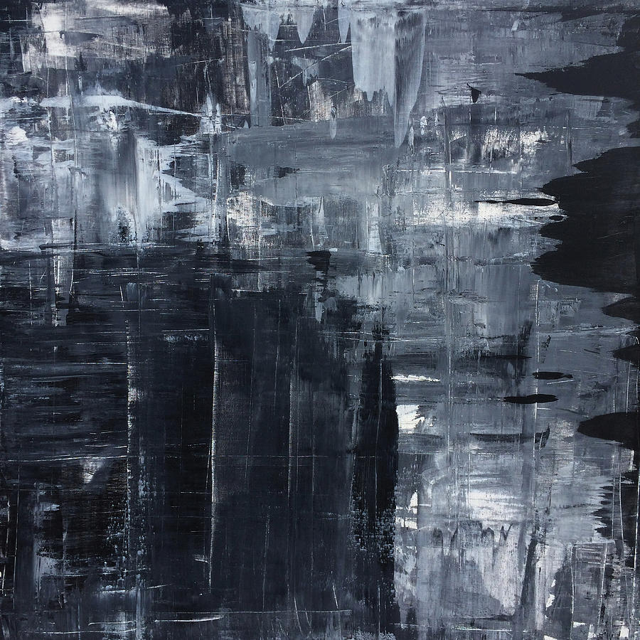 Midnight Shades of Gray - 48x48 Huge ORIGINAL PAINTING ART Abstract Artist Painting by Robert R Splashy Art Abstract Paintings