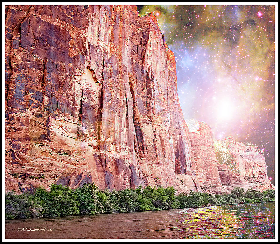 Midnight Sky Fantasy, Colorado River, Walls of Labyrinth Canyon, Photograph by A Macarthur Gurmankin
