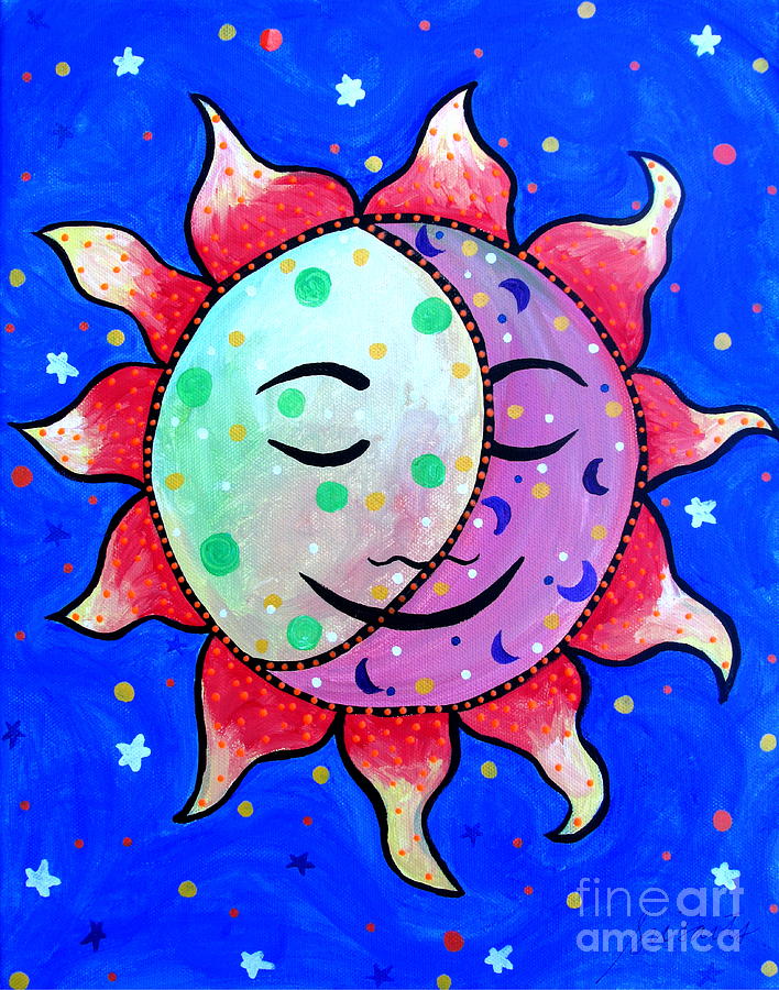 Midnight Sun And Moon Painting by Pristine Cartera Turkus