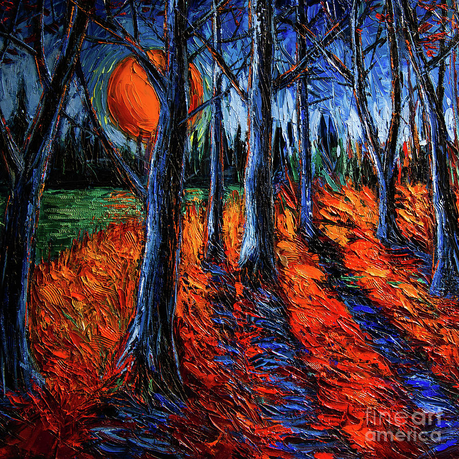 Midnight Sun Wood 2 Painting by Mona Edulesco