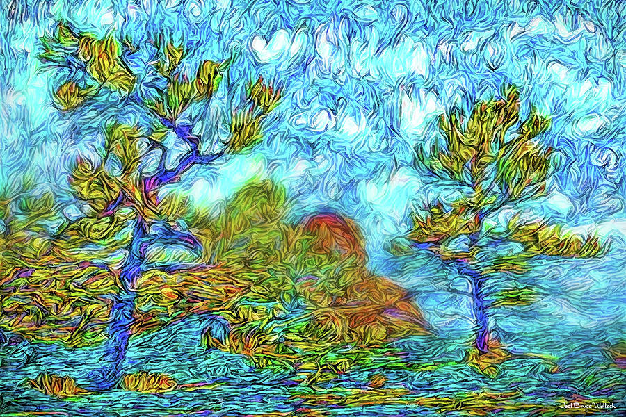 Midnight Swirly Blue - Colorado Mountain Pines Digital Art by Joel Bruce Wallach