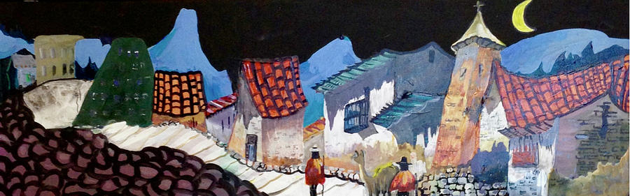 Midnight walk in Peru Painting by Carole Johnson