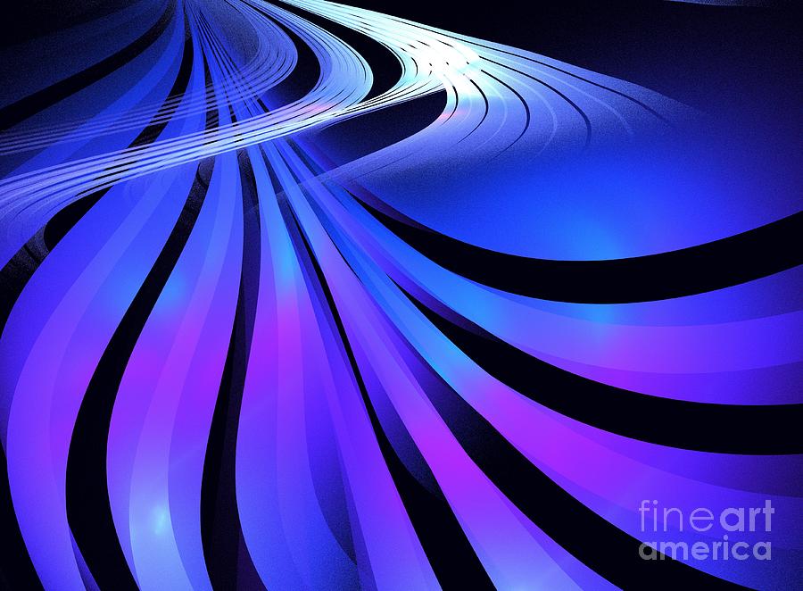 Abstract Digital Art - Midnight Waves by Kim Sy Ok