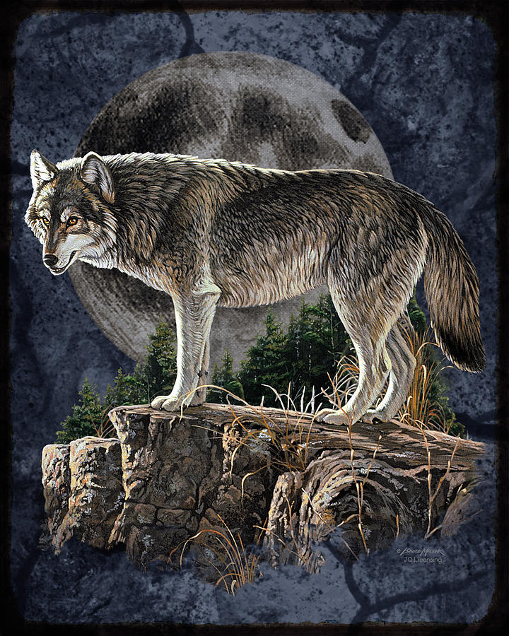 Wolves Painting - Midnight Wolf by JQ Licensing