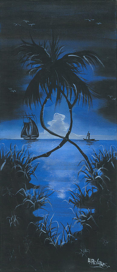 Moonlit Night Painting - Midnite by Herold Alveras Moonlit Night Painting - Midnite by Herold Alveras