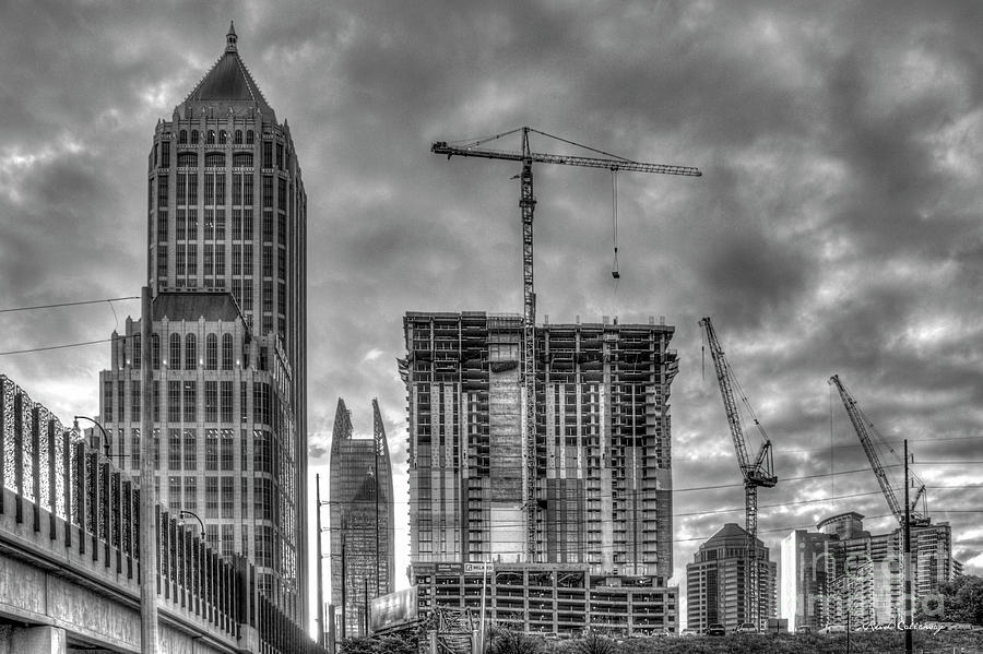 Midtown Atlanta Cranes Sunrise Construction Art Photograph by Reid Callaway