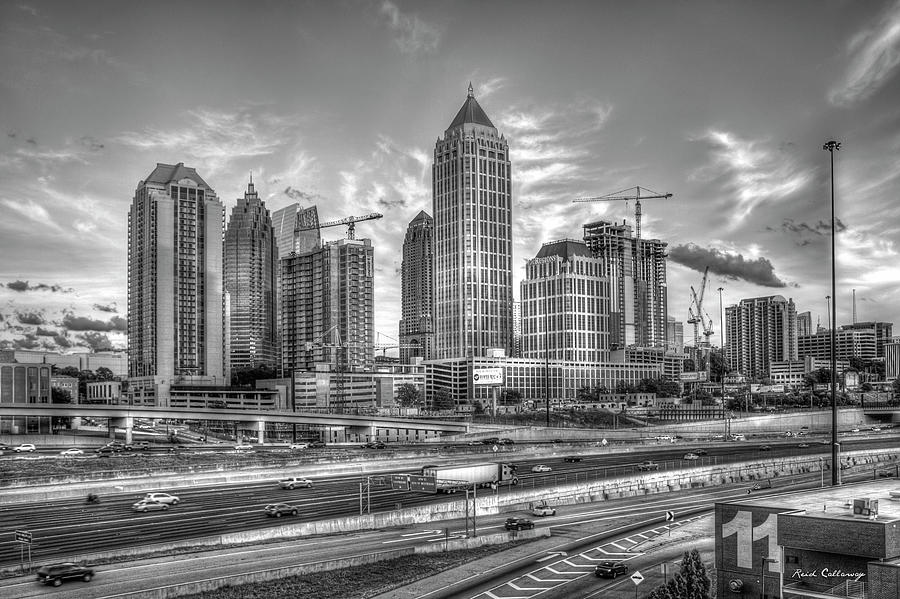 Midtown Atlanta Dusk Too B W  Atlanta Construction Art Photograph by Reid Callaway