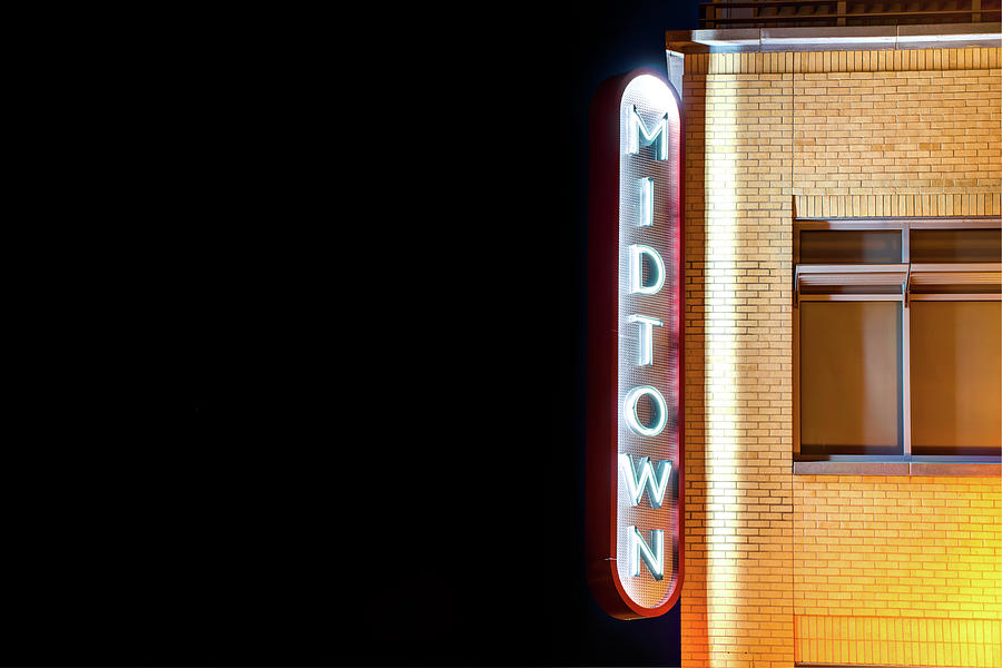 Midtown Bentonville Neon Color - Cityscape Photograph by Gregory Ballos