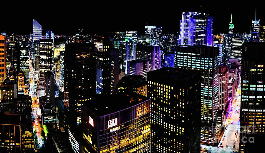 Panorama Midtown Manhattan at Nightt Photograph by M G Whittingham