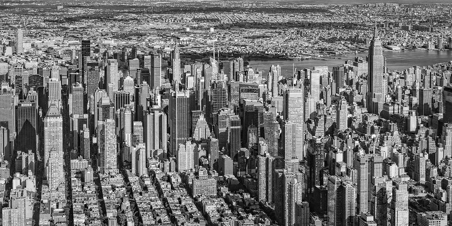 Empire State Building Photograph - Midtown Manhattan NYC Aerial View BW by Susan Candelario