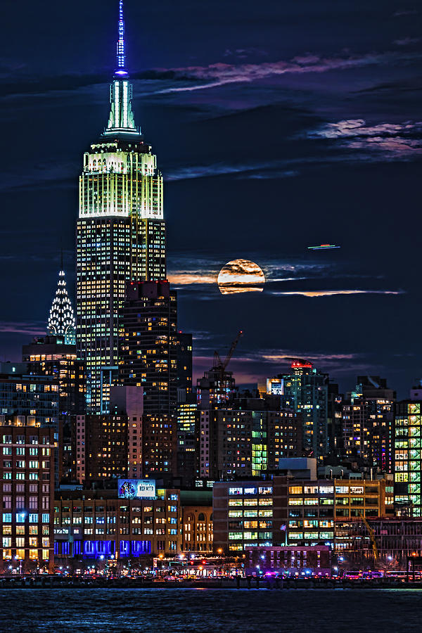 Empire State Building Photograph - Midtown Supermoonrise by Chris Lord