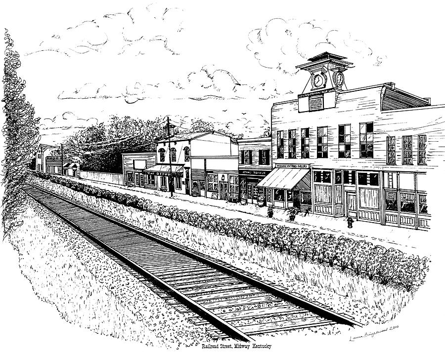 Lexington Drawing - Midway Kentucky by Laura Brightwood