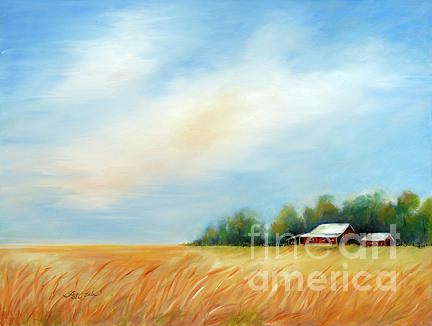 Midwest Oat Field Painting by Pati Pelz