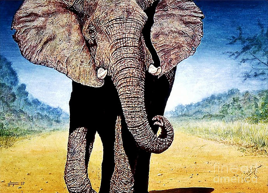 Wildlife Painting - Mighty Elephant by Hartmut Jager