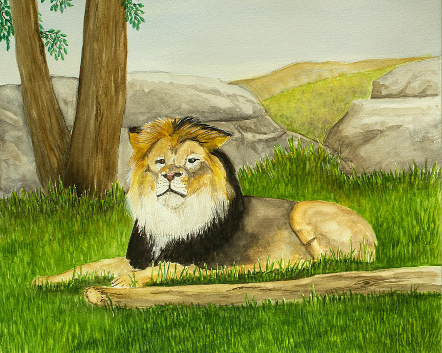 Mighty Lion Painting by Dorothy Riley