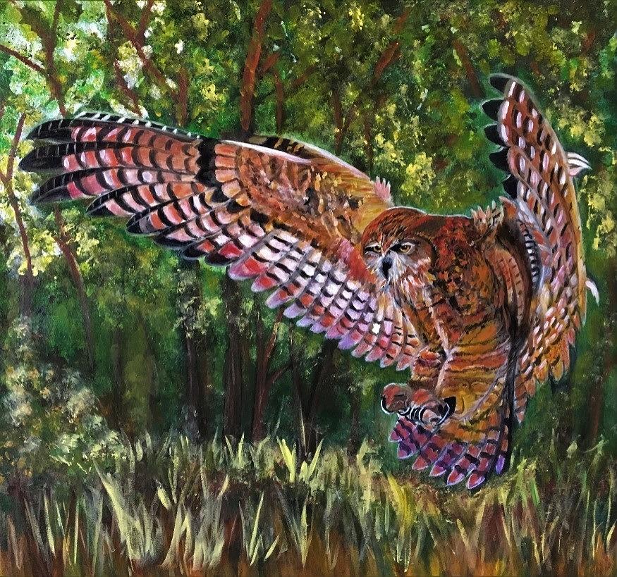 Mighty Owl Painting by Julie Wittwer