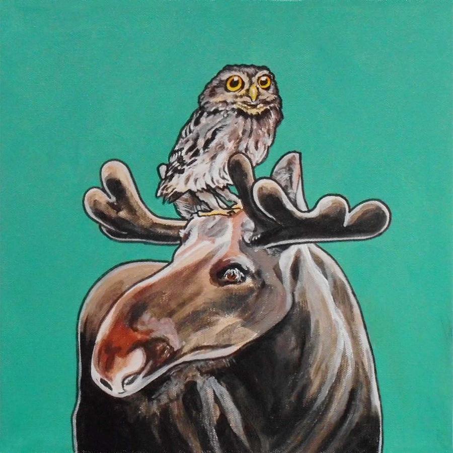Mike the Moose Painting by Sharon Cromwell