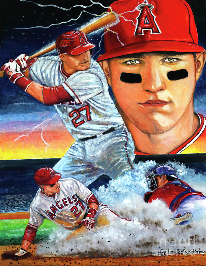 Mike Trout LIghting Drawing by Cynthia Bluford Mejia