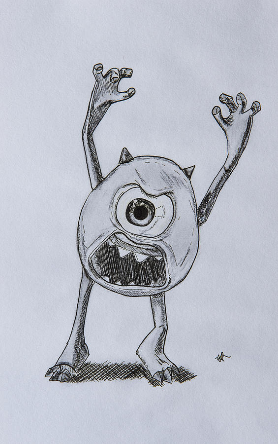 Angry Mike Wazowski Drawing by Steph Maiden Fine Art America