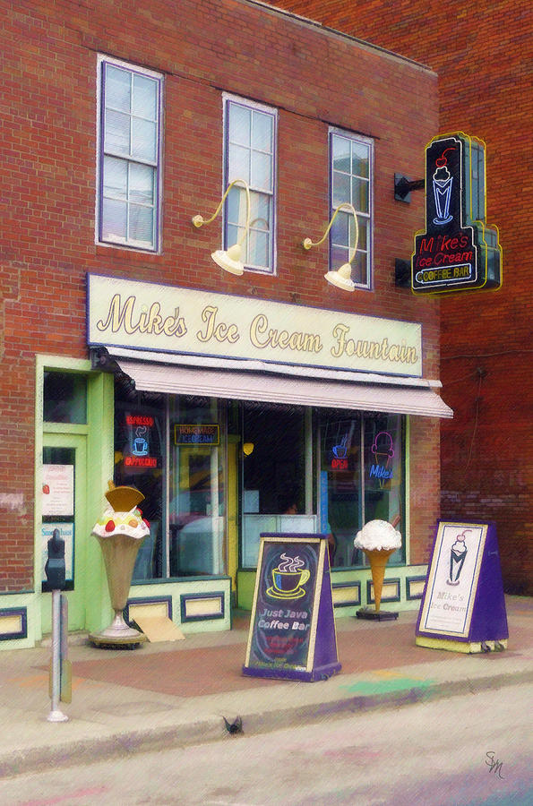 Mikes Ice Cream Fountain Painting by Sandy MacGowan