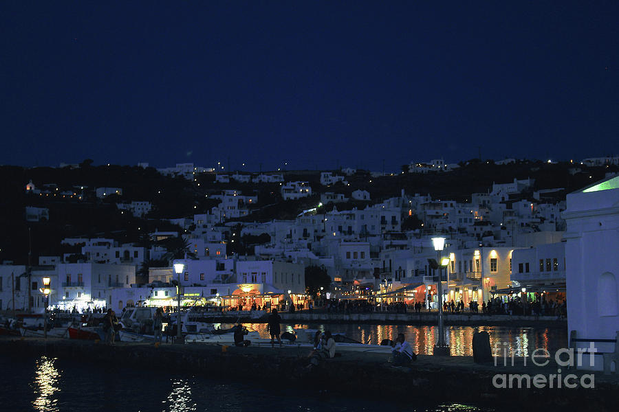 Mykonos at Night Photograph by Donna L Munro