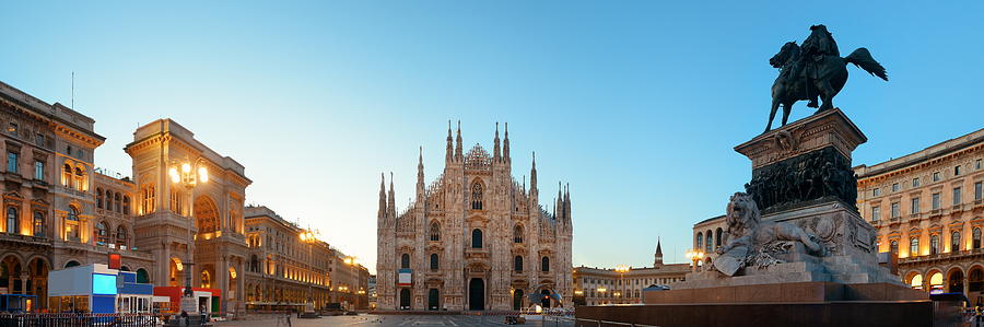 Milan Cathedral Square panorama Photograph by Songquan Deng