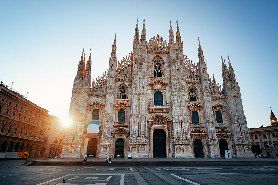 Milan Cathedral Square sunrise Photograph by Songquan Deng