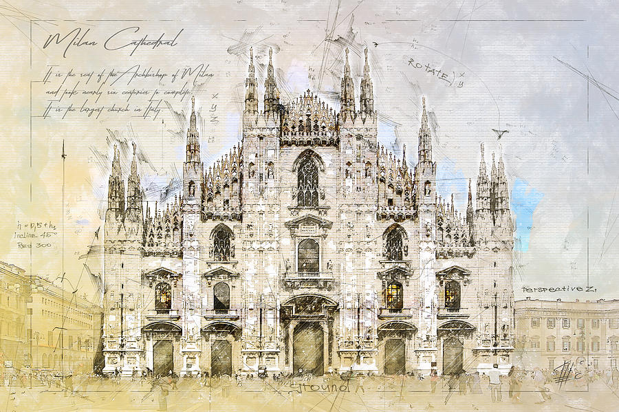 Milan Cathedral Painting by Theodor Decker