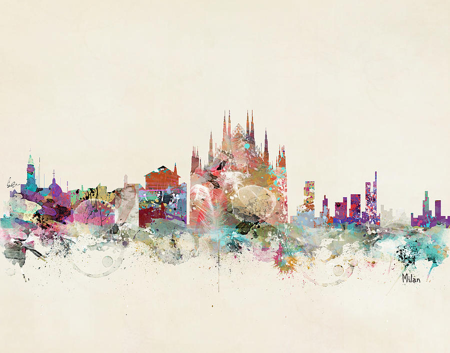 Milan Italy Skyline Painting by Bri Buckley