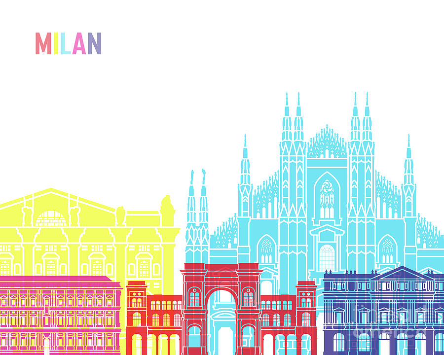 Milan skyline pop Painting by Pablo Romero