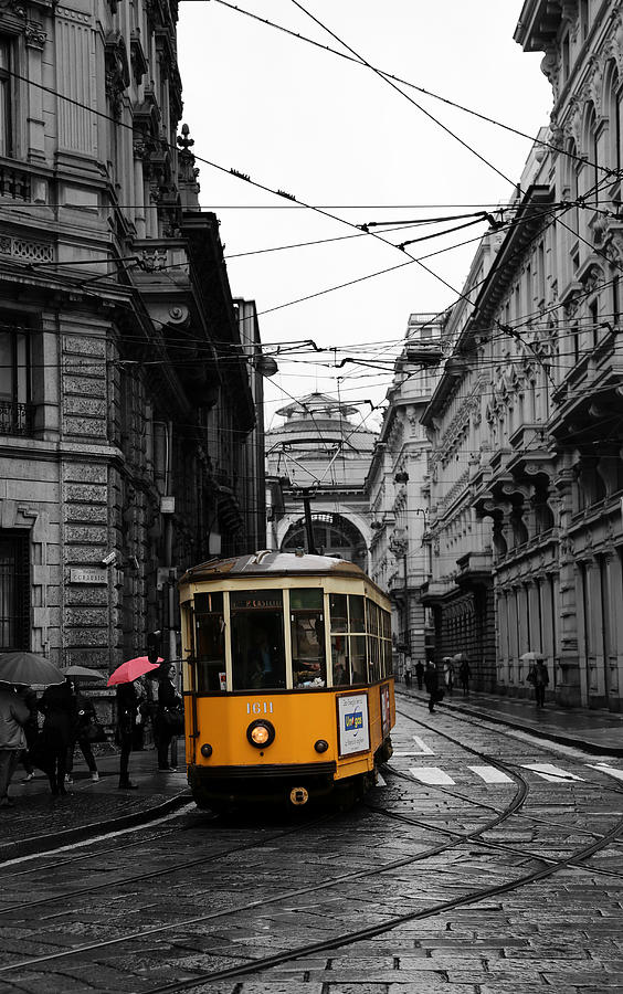 Umbrella Photograph - Milan Trolley 3c by Andrew Fare