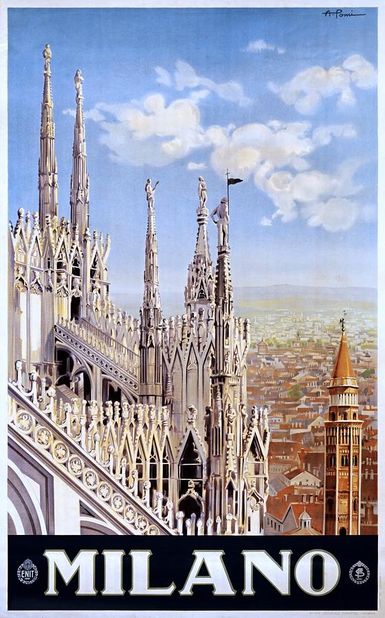 Milano Italy, travel poster for ENIT, ca. 1920 Painting by Vincent Monozlay