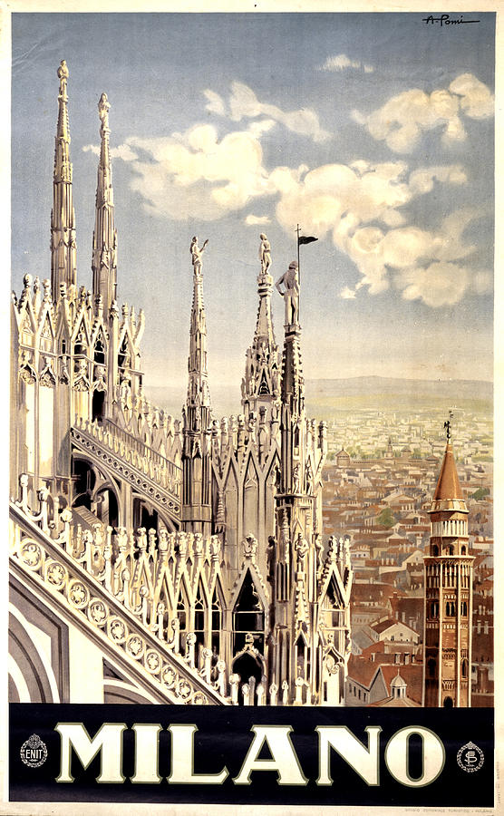 Vintage Mixed Media - Milano Travel Poster - Milano Cathedral, Italy - Retro travel Poster - Vintage Poster by Studio Grafiikka