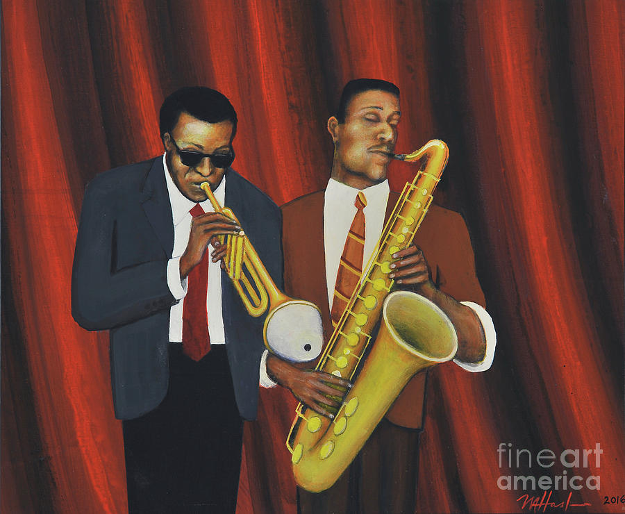 Miles Davis Painting - Miles Davis and Sonny Rollins by Michael Haslam