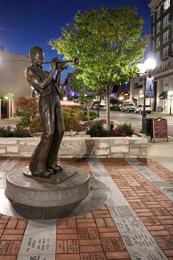 Miles Davis Statue at Night Photograph by Buck Buchanan