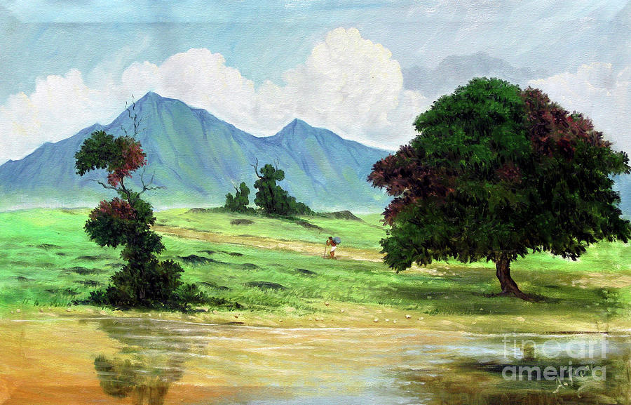 Landscape Painting - Miles To Go Before I Sleep by Anup Roy