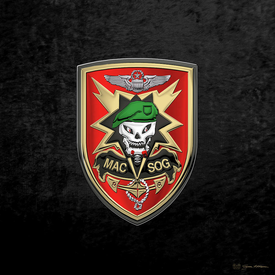 Military Assistance Command, Vietnam Studies and Observations Group Patch over Black Velvet Digital Art by Serge Averbukh