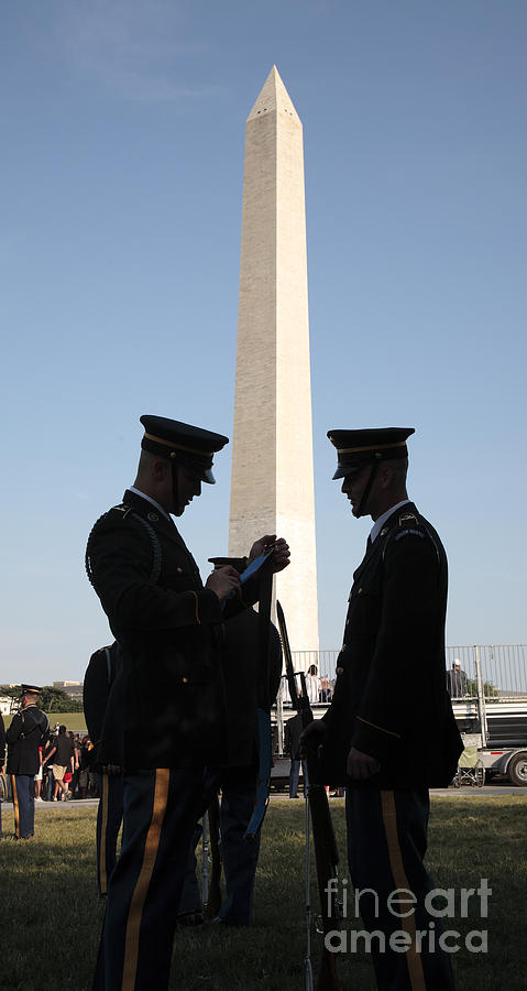 Military Ceremony at the Washington Monument Photograph by William Kuta
