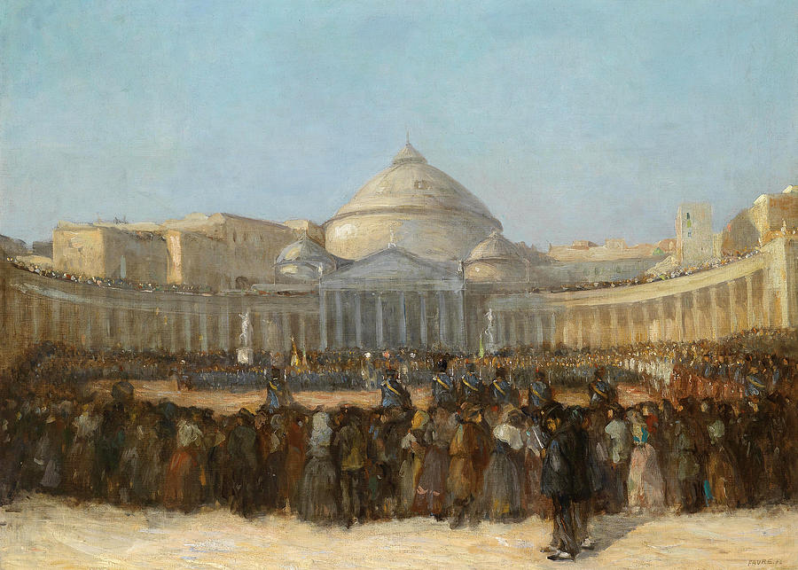 Military parade in Naples Painting by Victor-Amedee Faure