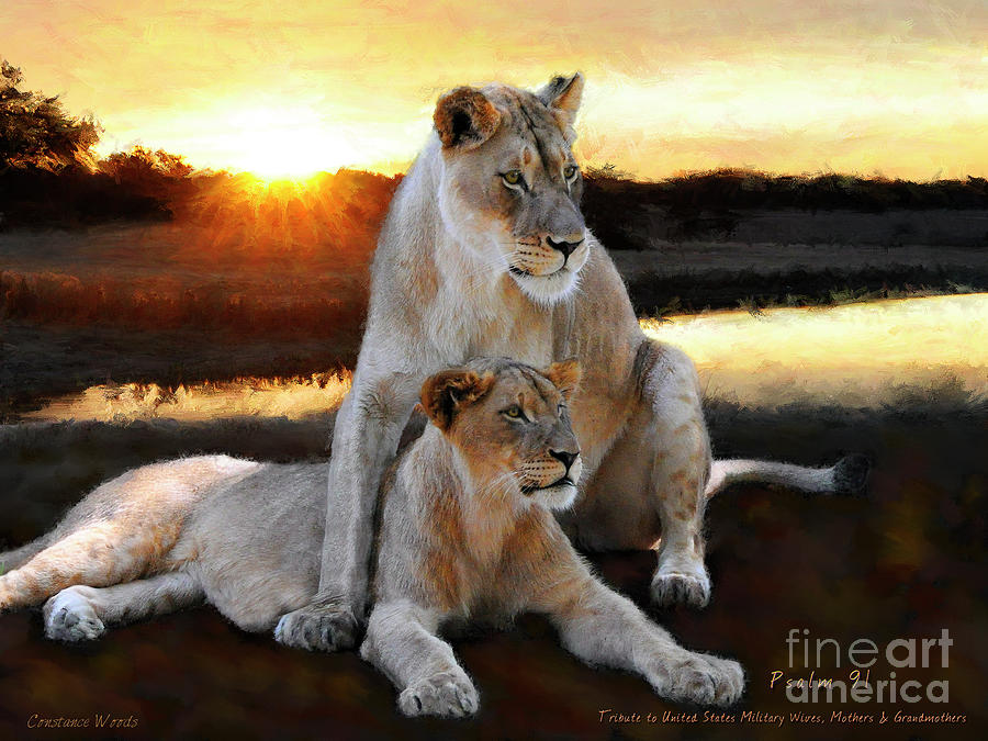 Military Tribute Lioness Painting by Constance Woods