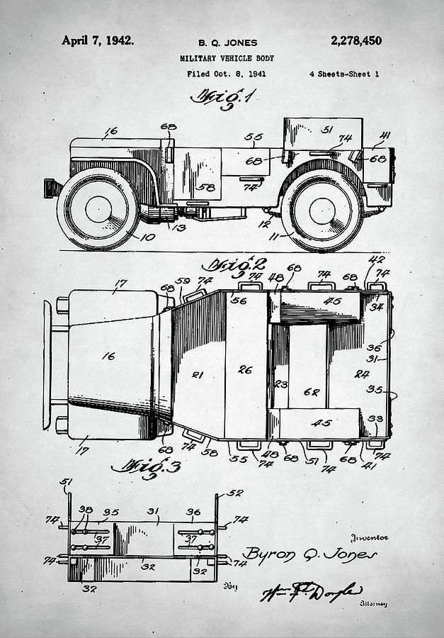 Military Vehicle Patent Digital Art by Hoolst Design