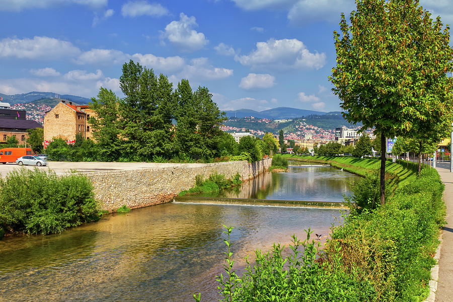 Miljacka river, Sarajevo, Bosnia and Herzegovina Photograph by Elenarts - Elena Duvernay photo
