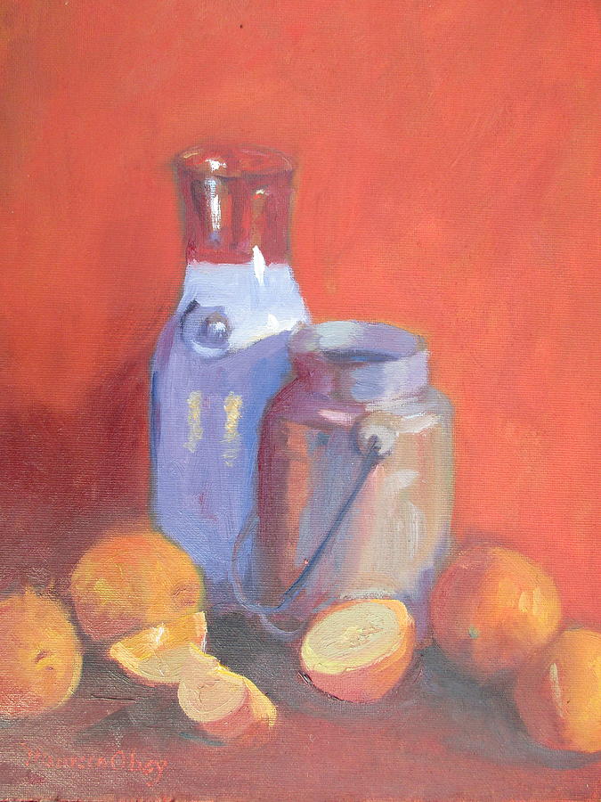 Milk and Oranges Painting by Maureen Obey