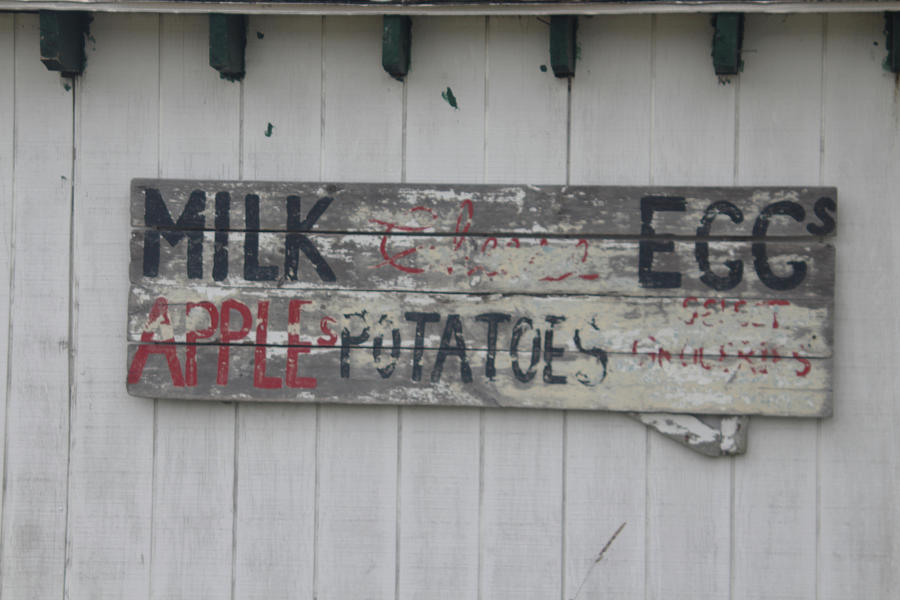 Classic New England Sign Milk Cheese Eggs Apples  Painting by Imagery-at- Work