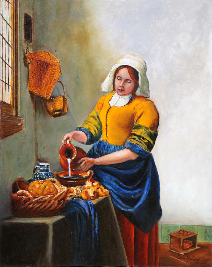 Milk Maid After Vermeer Painting by Portraits By NC